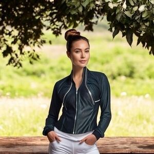 Armando Gomez Leather Windbreaker Vest Jacket Dark Blue M Italy 3-Way Style